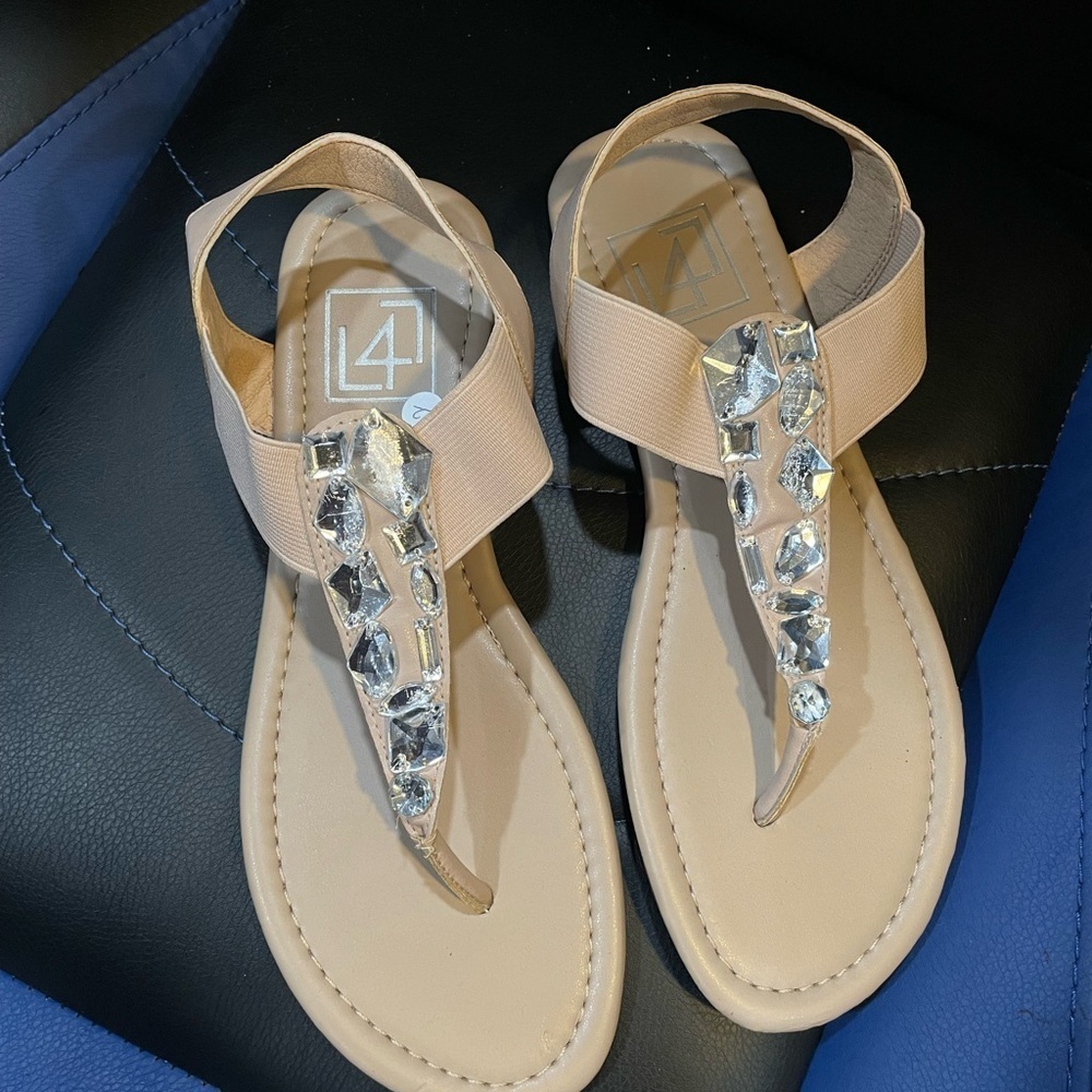 Elegant Tan Sandals with Silver Accents